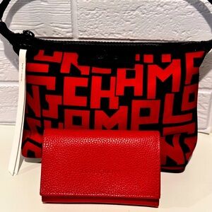 LONGCHAMP SET!!! LePliage Small Shoulder Bag  & Matching Leather Compact Wallet